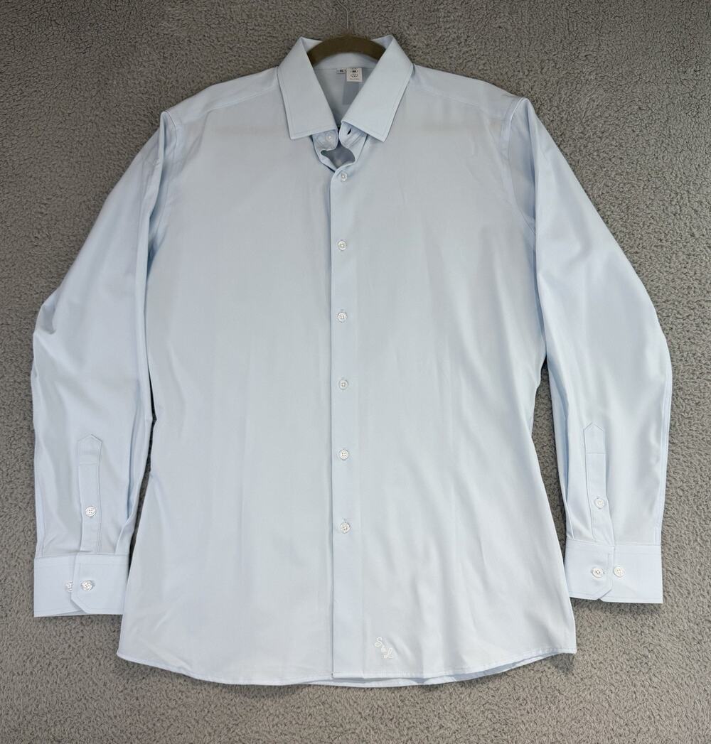 State & Liberty Dress Shirt Men's XL Blue Long Sleeve Button Performance Wicking